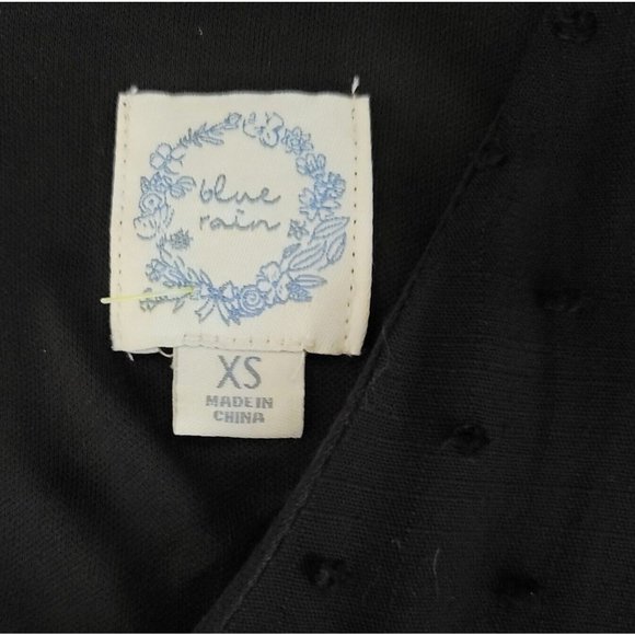 Blue Rain Womens Size XS Swiss Dot Babydoll Tiered Dress Black Dark Academia Top - Picture 3 of 11